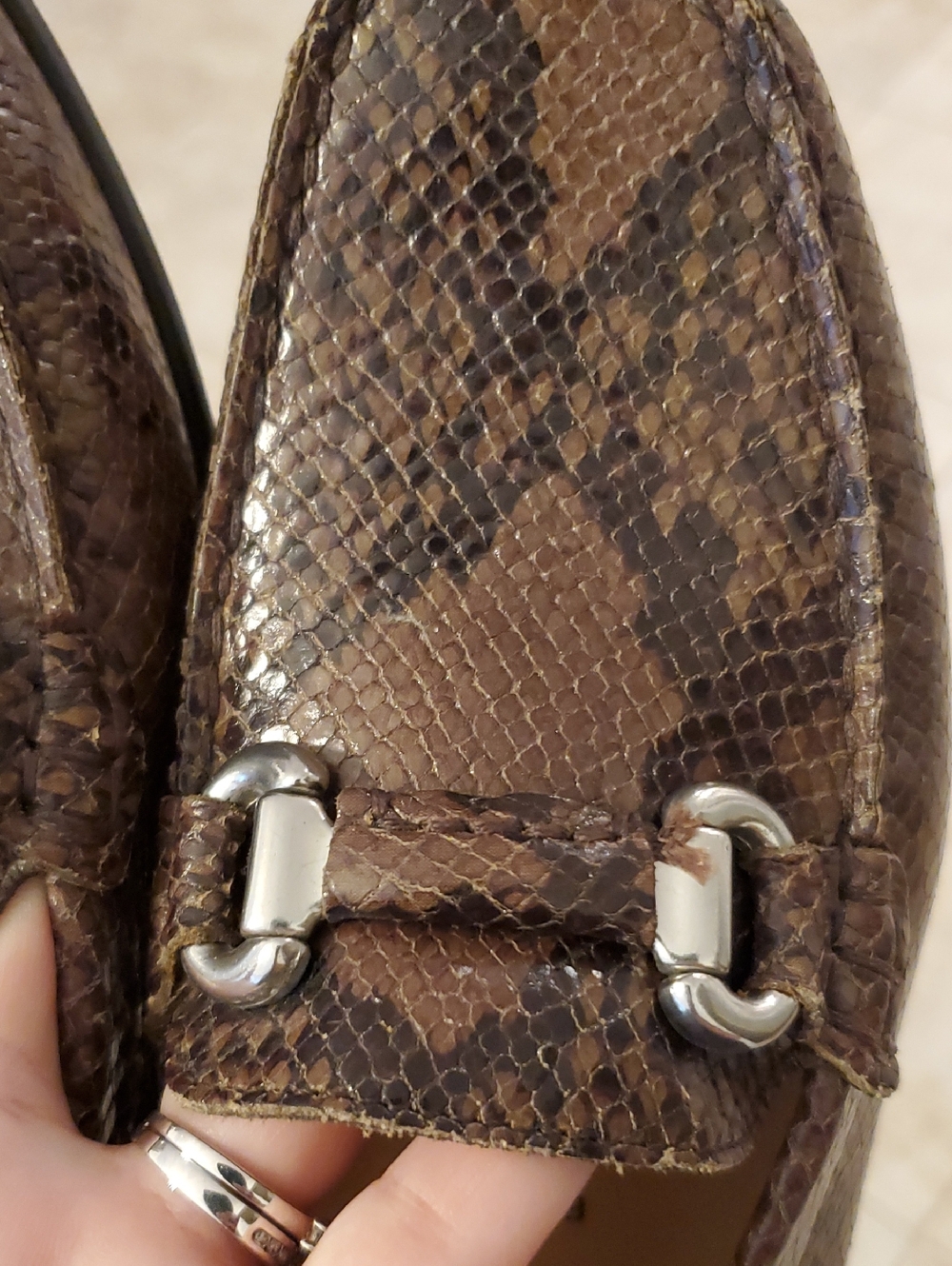 Mephisto Natala Brown Snake-Print Leather Bit Loafers Women's Sz 9 Like New - Picture 14 of 14